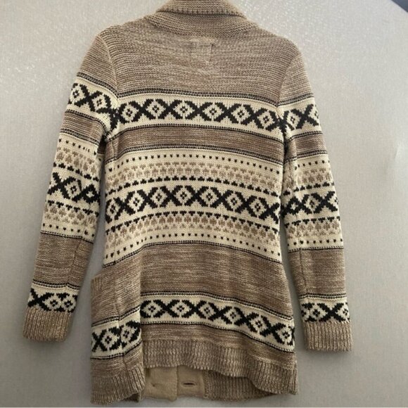 Sansara Wool Blend Fair Isle Chunky Knit Nordic Sweater Cardigan Sz S - Picture 2 of 9